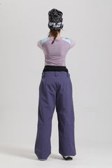 Women's Black Durable High-Waisted Cargo Pockets Insulated Snow Pants