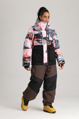 Women's Splatter Printed Two-Tone Technica Insulated Snowboard Jacket
