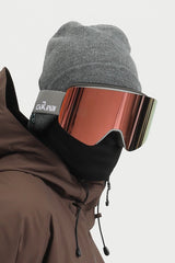 Unisex Pink Mirror Lens Grey Frameless Definition-enhancing Expansive Visual Ski & Snowboard Goggles