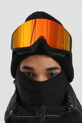 Unisex Blue Orange Mirror Lens Black Frameless Quick-release Lens Vision-stabilizing Anti-glare Ski & Snowboard Goggles