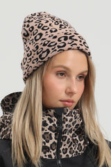 Unisex White Base Leopard Pattern Cuffed High-top Tailored Fit Eye-catching Beanie
