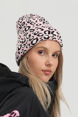 Unisex White Base Leopard Pattern Cuffed High-top Tailored Fit Eye-catching Beanie