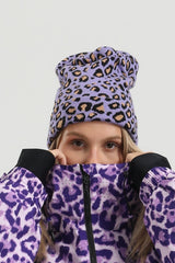 Unisex White Base Leopard Pattern Cuffed High-top Tailored Fit Eye-catching Beanie